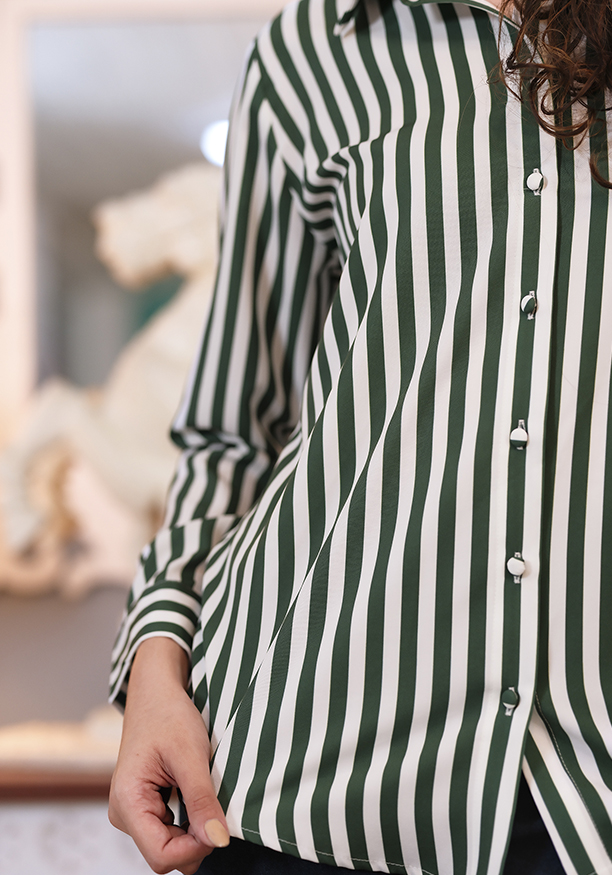 XENA GREEN STRIPE SHIRT
